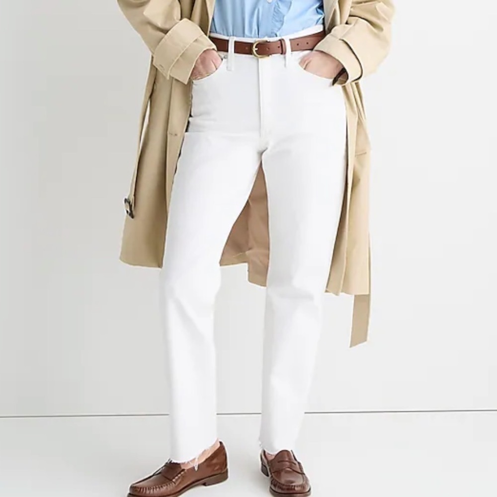 J crew TALL slim boyfriend jeans white
